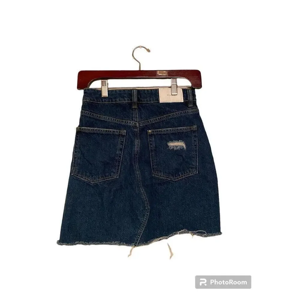 &Denim Destressed Jean Skirt Sz.2